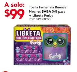 City Club SABA Toalla Femenina Buenas Noches + Libreta Furby oferta