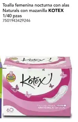 City Club Kotex toalla femenina nocturna con alas naturals con mazanilla oferta