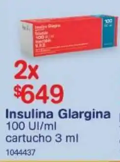 Farmacias Benavides Insulina glargina 100 ui/ml cartucho 3ml x2 oferta