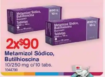 Metamizol sódico, butilhioscina x2