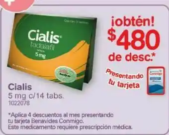 Farmacias Benavides Cialis 5mg 14 tabs oferta
