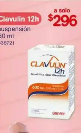Farmacias Benavides Clavulin 12h suspension 50ml oferta