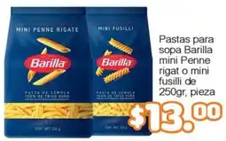 Merza Barilla pastas para sopa mini Penne rigat o mini fusilli oferta