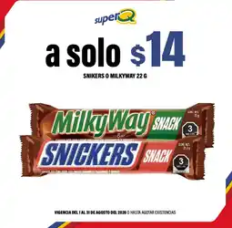 Super Q snickers o milkyway oferta