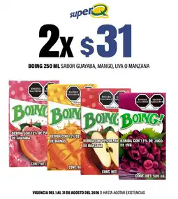 Super Q Boing sabor guayaba, mango, uva o manzana oferta