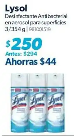 Sam's Club Lysol desinfectante antibacterial en aerosol para superficies oferta