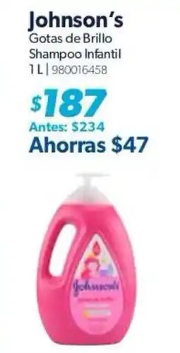 Sam's Club johnson's gotas de brillo shampoo infantil oferta
