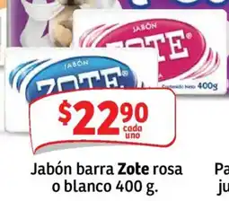 Soriana Mercado Zote jabón barra rosa o blanco oferta