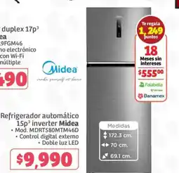 Soriana Híper Midea refrigerador automático 15p³ inverter oferta