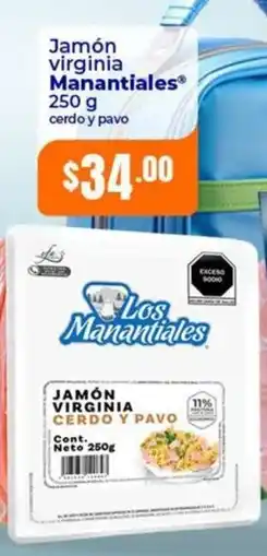 Tiendas Neto Los manantiales jamón virginia cerdo y pavo oferta
