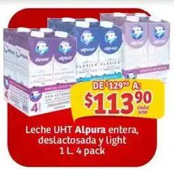 Soriana Mercado Leche UHT Alpura entera, deslactosada y light oferta