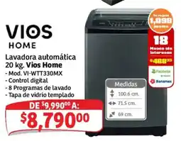 Soriana Mercado Vios Home Lavadora automática 20 kg oferta