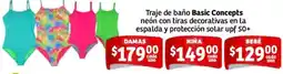 Soriana Mercado Basic Concepts traje de baño neón con tiras decorativas en la espalda y protección solar upf 50+ oferta