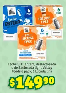 Soriana Súper Valley Foods Leche UHT entera, deslactosada o deslactosada light oferta