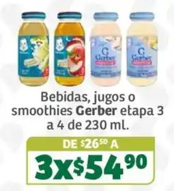 Soriana Súper Bebidas, jugos o smoothies Gerber etapa 3 a 4 oferta