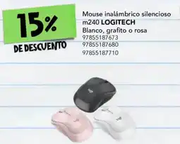 City Club Logitech mouse inalámbrico silencioso m240 blanco, grafito o rosa oferta
