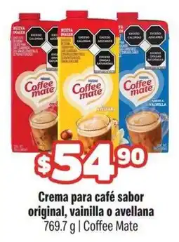 Smart & Final Coffee Mate Crema para café sabor original, vainilla o avellana oferta