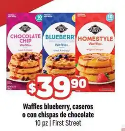 Smart & Final First Street Waffles blueberry, caseros o con chispas de chocolate oferta