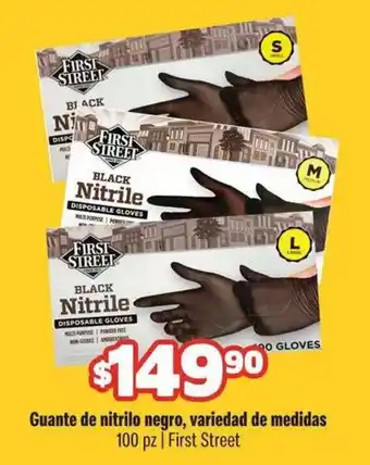 First Street Black Nitrile Disposable Gloves