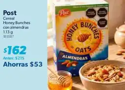 Sam's Club Post cereal honey bunches con almendras oferta
