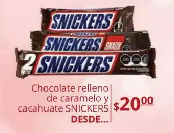 La Comer Chocolate relleno de caramelo y cacahuate snickers desde... oferta