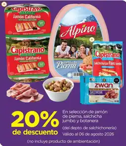 Chedraui En selección de jamón de pierna, salchicha jumbo y botanera oferta
