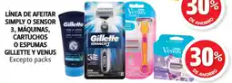 Farmacias Guadalajara Gillette Línea de Afeitar Simply o Sensor 3, Máquinas, Cartuchos o Espumas Gillette y Venus oferta