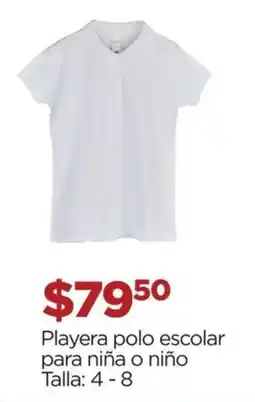 Chedraui Playera polo escolar para niña o niño oferta