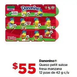Bodega Aurrerá Danonino Queso petit suisse fresa manzana oferta