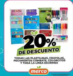 Merco merco todas las plastilinas, crayolas, pegamentos combate, colorcitos y toda la línea escrimex oferta