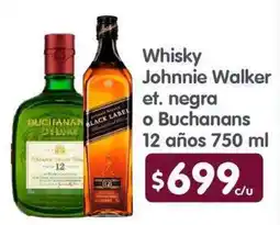 Arteli johnnie walker et. negra o buchanans 12 años oferta