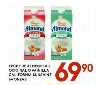 Alsuper Leche de almendras original o vainilla california sunshine 64oz oferta