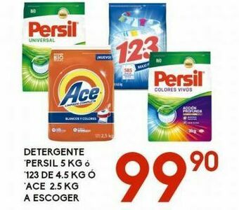 Alsuper Detergente persil 5kg o 123 de 4,5kg o ace 2,5kg oferta