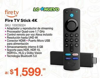 Amazon fire tv stick 4k / ultra hd 4k / hdmi / negro