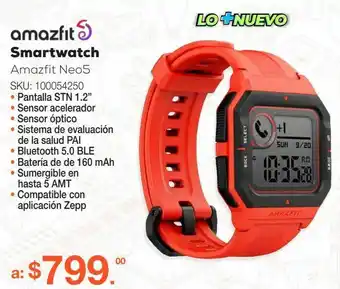 RadioShack Smartwatch amazfit neo / bluetooth / 5 atm / rojo oferta