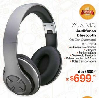 RadioShack Audífonos bluetooth auvio gunmetal / on ear / negro oferta