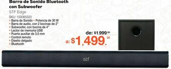RadioShack Barra de sonido bluetooth con subwoofer stf edge / negro oferta