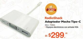 Adaptador macho tipo-c radioshack / blanco
