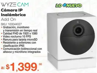 Cámara ip inalámbrica wyze add on wvod1 / full hd / blanco