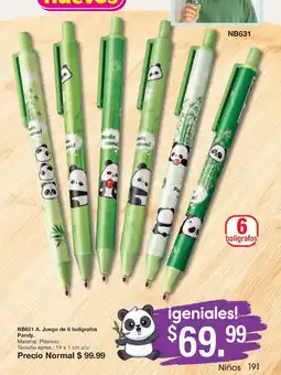 Arabela Pandy Juego de 6 bolígrafos oferta