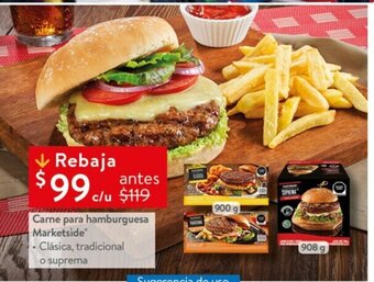 Walmart Carne para hamburguesa Marketside oferta