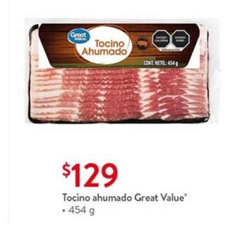 Walmart Tocino Ahumado Great Value 454g oferta