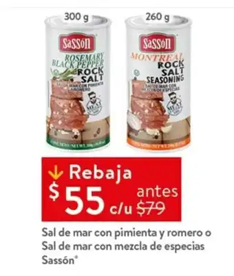 Walmart Sal de mar con pimienta y romero o Sal de mar con mezcla de especias Sasson oferta