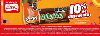 Zorro Chocolate Conejos vitro 4-30 pzs. Chocolate Milky Way 32-6-40 gr (marrs.)