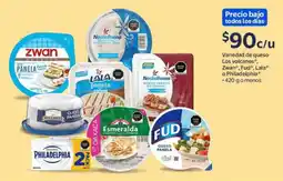Walmart Express Variedad de queso Los volcanes, Zwan, Fud, Lala o Philadelphia oferta
