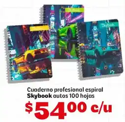 Soriana Mercado Skybook cuaderno profesional espiral autos oferta