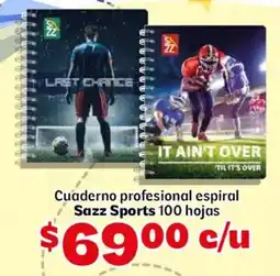 Soriana Mercado Sazz Sports Cuaderno profesional espiral oferta