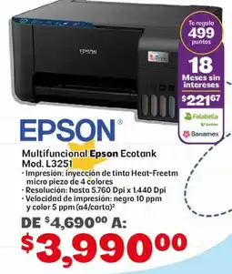 Soriana Mercado Epson Multifuncional Epson Ecotank Mod. L3251 oferta