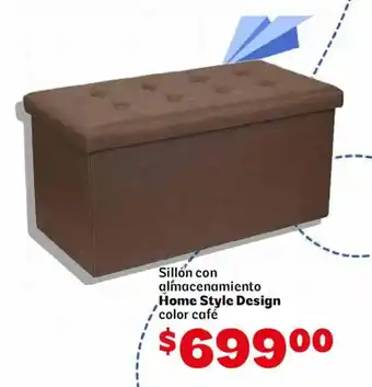 Home Style Design Sillón con almacenamiento color café