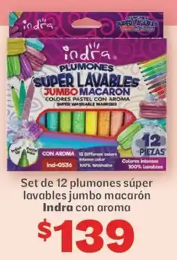 Soriana Híper indra plumones super lavables jumbo macaron oferta